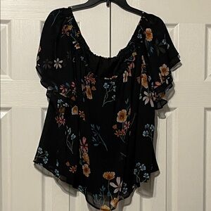 Floral Black Women's Off-the shoulder Top